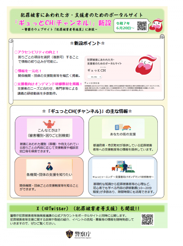 ギュっとCH(チャンネル)新設、X（旧Twitter）開設広報用チラシ